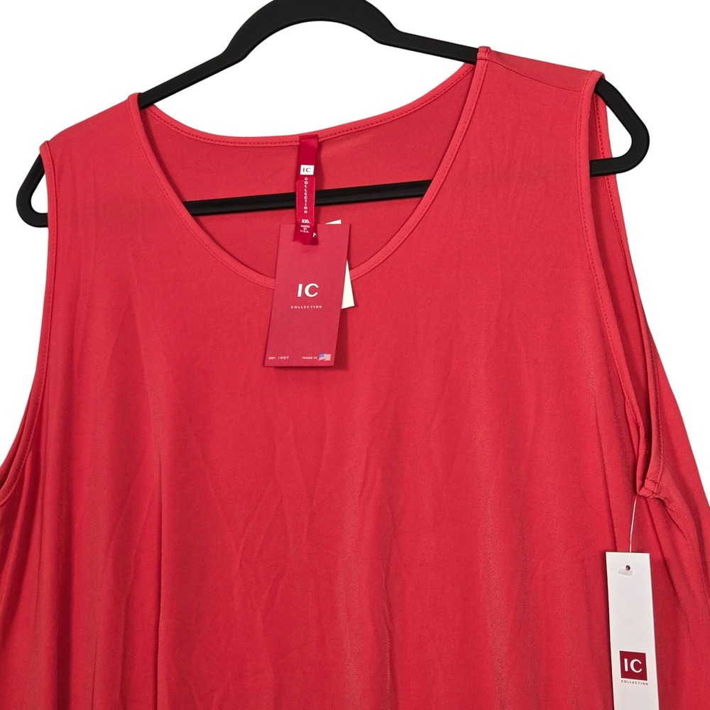 IC by Connie K NEW Women XXL Sleeveless Tunic Tank Top Red 6822T USA